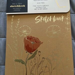 Floral Sketchbook with Gold Accents